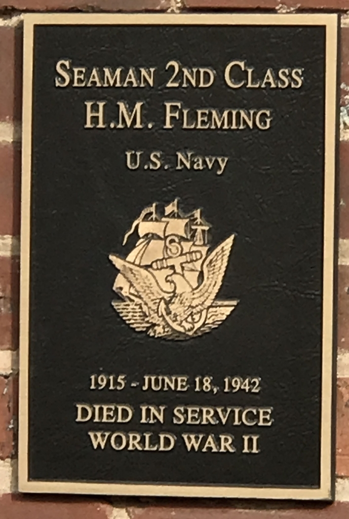 SEAMAN 2ND CLASS H.M. FLEMING WAR MEMORIAL PLAQUE