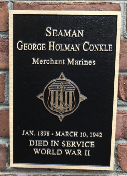 SEAMAN GEORGE HOLMAN CONKLE WAR MEMORIAL PLAQUE