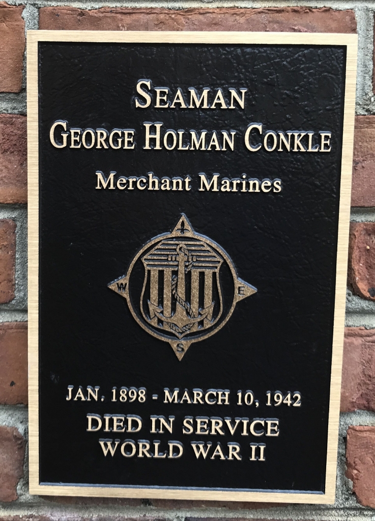SEAMAN GEORGE HOLMAN CONKLE WAR MEMORIAL PLAQUE