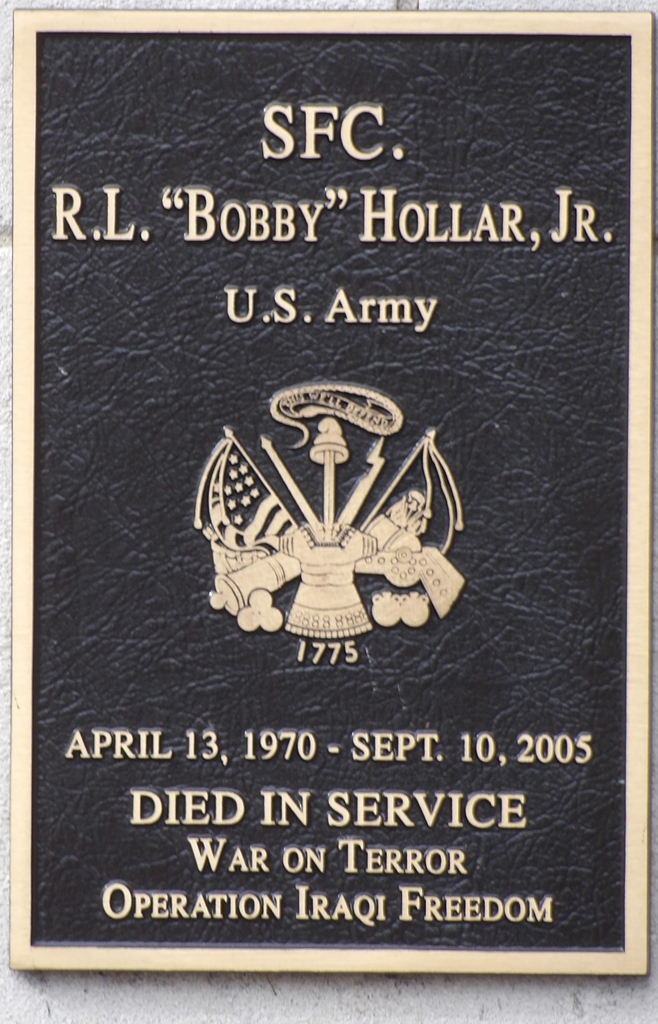 SFC. R.L. “BOBBY” HOLLAR, JR. WAR MEMORIAL PLAQUE