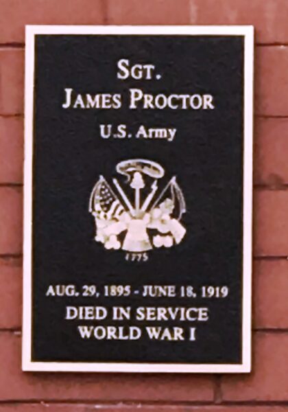 SGT. JAMES PROCTOR WAR MEMORIAL PLAQUE