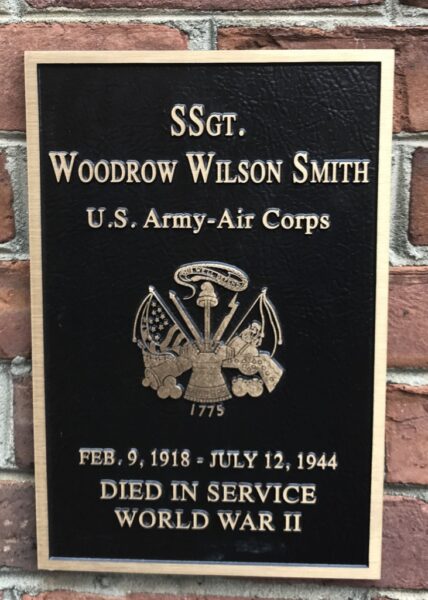 SSGT. WOODROW WILSON SMITH WAR MEMORIAL PLAQUE