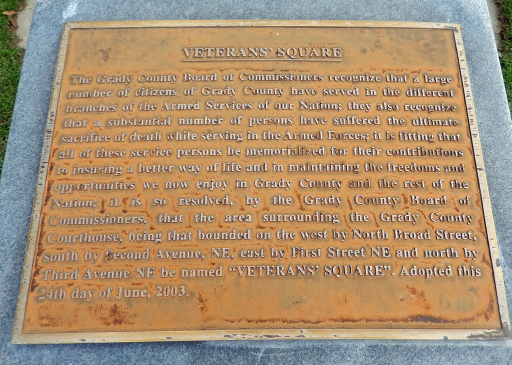 CAIRO VETERAN’S SQUARE MEMORIAL PLAQUE