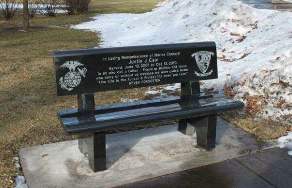 CORPORAL JUSTIN J. CAIN MEMORIAL BENCH