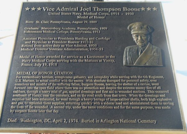 VICE ADMIRAL JOEL THOMPSON BOONE MEDAL OF HONOR WAR MEMORIAL
