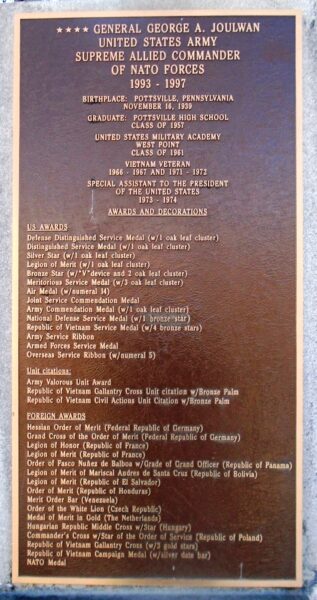 GENERAL GEORGE A. JOULWAN WAR MEMORIAL PLAQUE