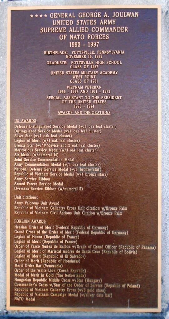 GENERAL GEORGE A. JOULWAN WAR MEMORIAL PLAQUE