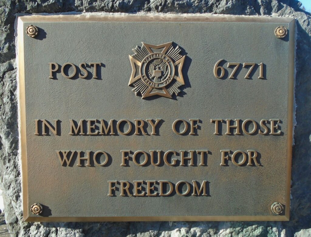 VFW POST 6771 THOSE WHO FOUGHT FOR FREEDOM MEMORIAL PLAQUE