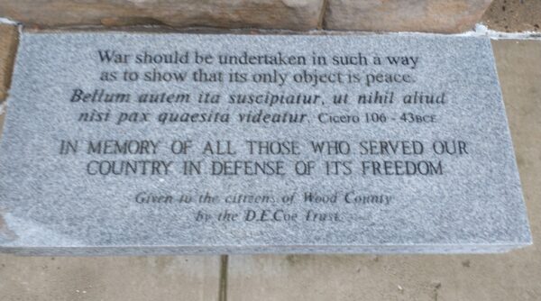 CITIZENS OF WOOD COUNTY VETERANS MEMORIAL BENCH TOP