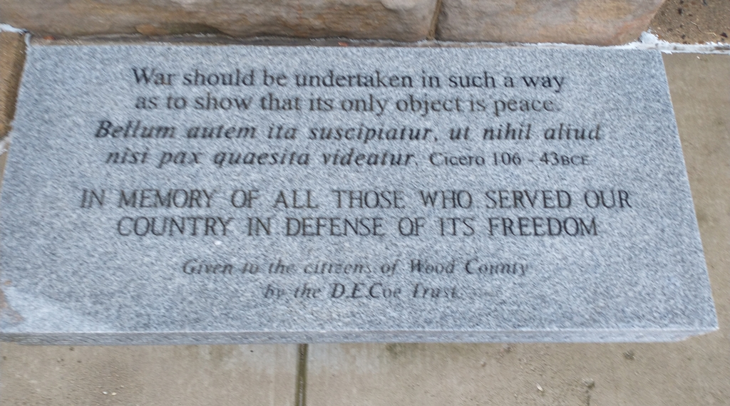 CITIZENS OF WOOD COUNTY VETERANS MEMORIAL BENCH TOP