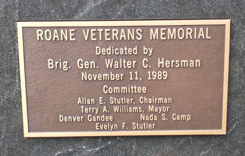 ROANE COUNTY VETERANS MEMORIAL PLAQUE C