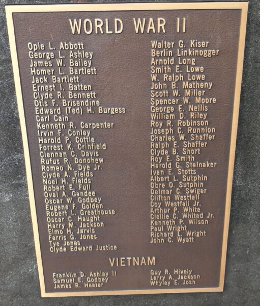 ROANE COUNTY VETERANS MEMORIAL PLAQUE B