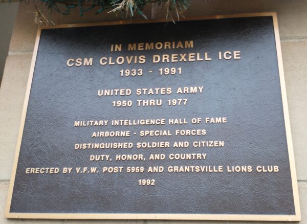 IN MEMORIAM CSM CLOVIS DREXELL ICE MEMORIAL PLAQUE