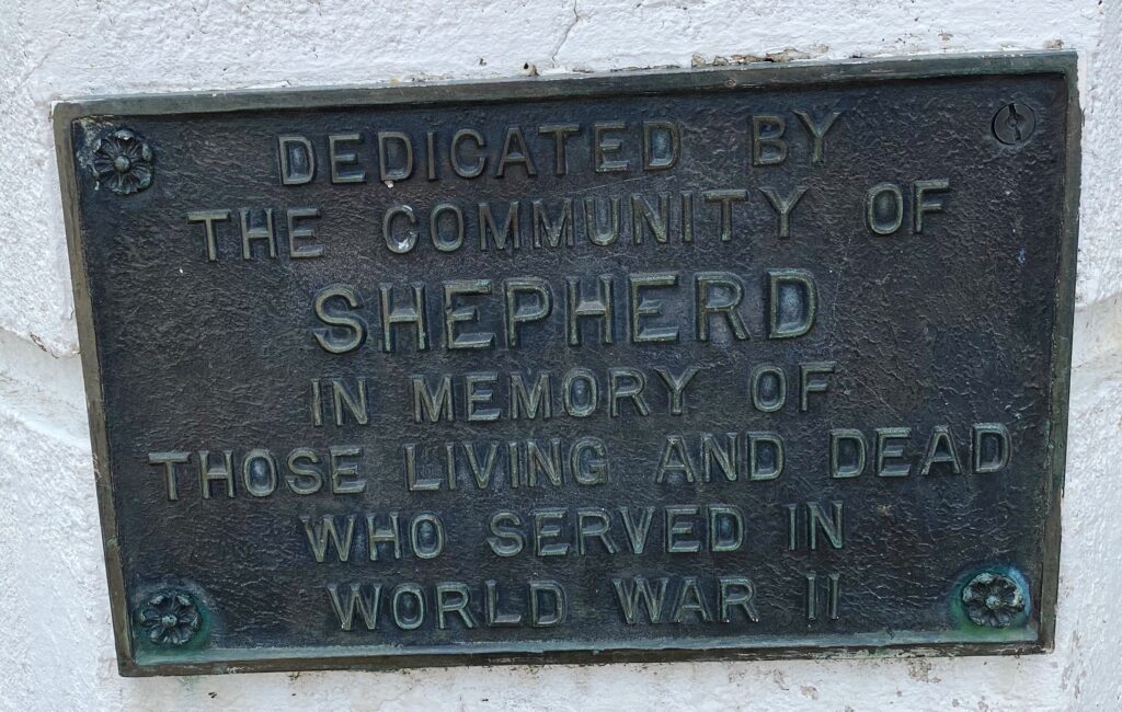 SHEPHERD, MI WORLD WAR II MEMORIAL FLAGPOLE PLAQUE