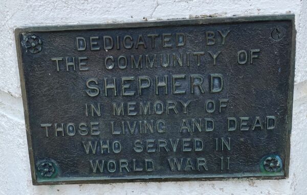 SHEPHERD, MI WORLD WAR II MEMORIAL FLAGPOLE PLAQUE