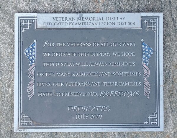 VETERAN MEMORIAL DISPLAY PLAQUE