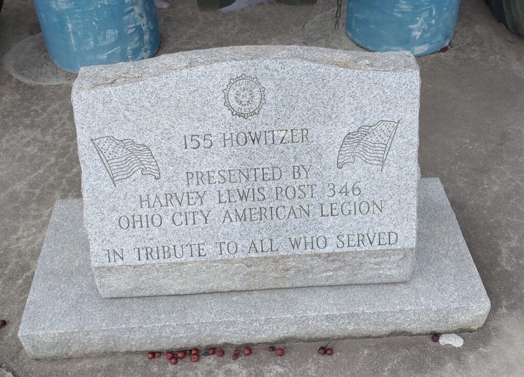 155 HOWITZER HARVEY LEWIS POST 346 WAR MEMORIAL STONE
