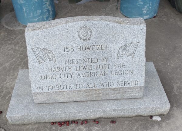 155 HOWITZER HARVEY LEWIS POST 346 WAR MEMORIAL STONE