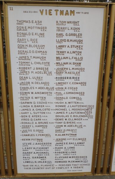 LIBERTY TOWNSHIP VETERANS MEMORIAL PLAQUE K