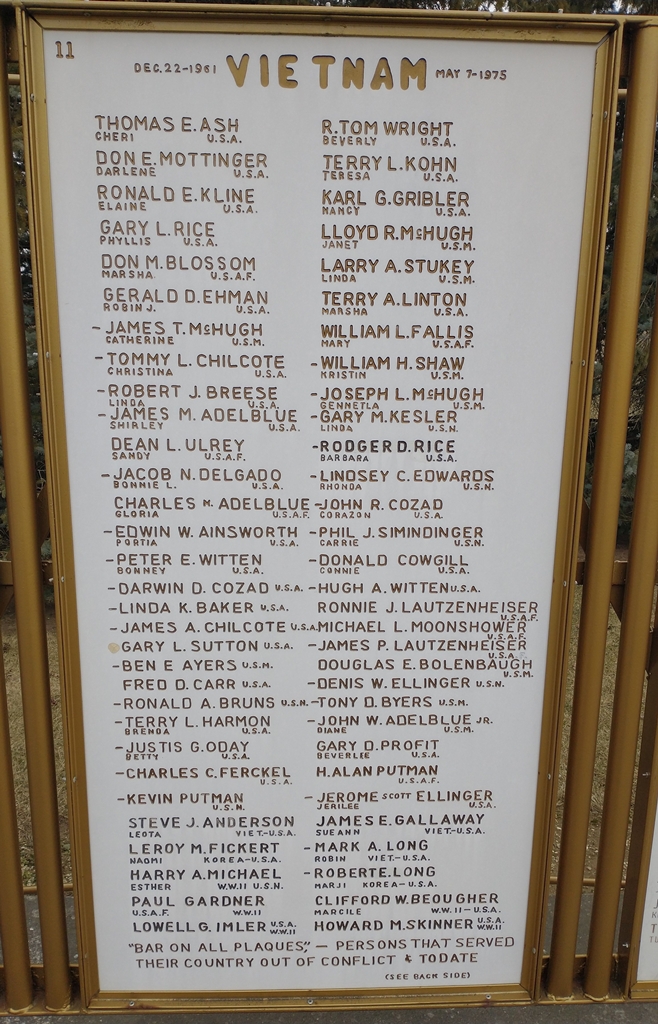 LIBERTY TOWNSHIP VETERANS MEMORIAL PLAQUE K