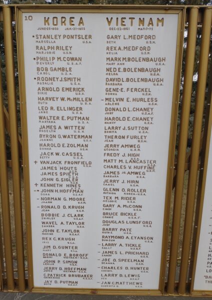 LIBERTY TOWNSHIP VETERANS MEMORIAL PLAQUE J