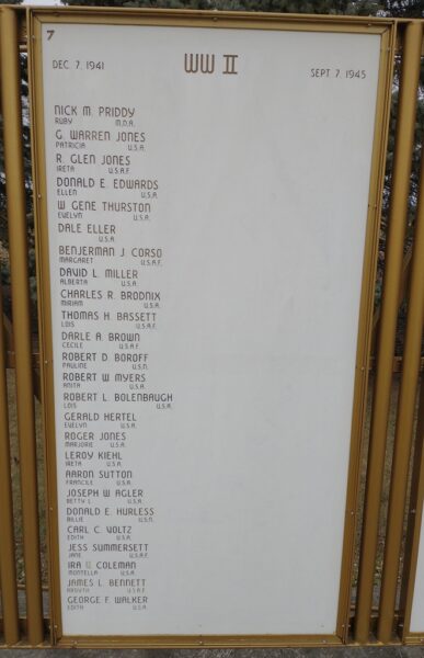 LIBERTY TOWNSHIP VETERANS MEMORIAL PLAQUE G