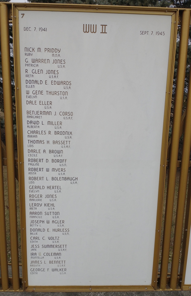 LIBERTY TOWNSHIP VETERANS MEMORIAL PLAQUE G