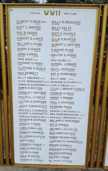 LIBERTY TOWNSHIP VETERANS MEMORIAL PLAQUE F