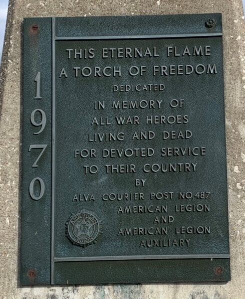 AMERICAN LEGION POST NO 487 ETERNAL FLAME MEMORIAL PLAQUE