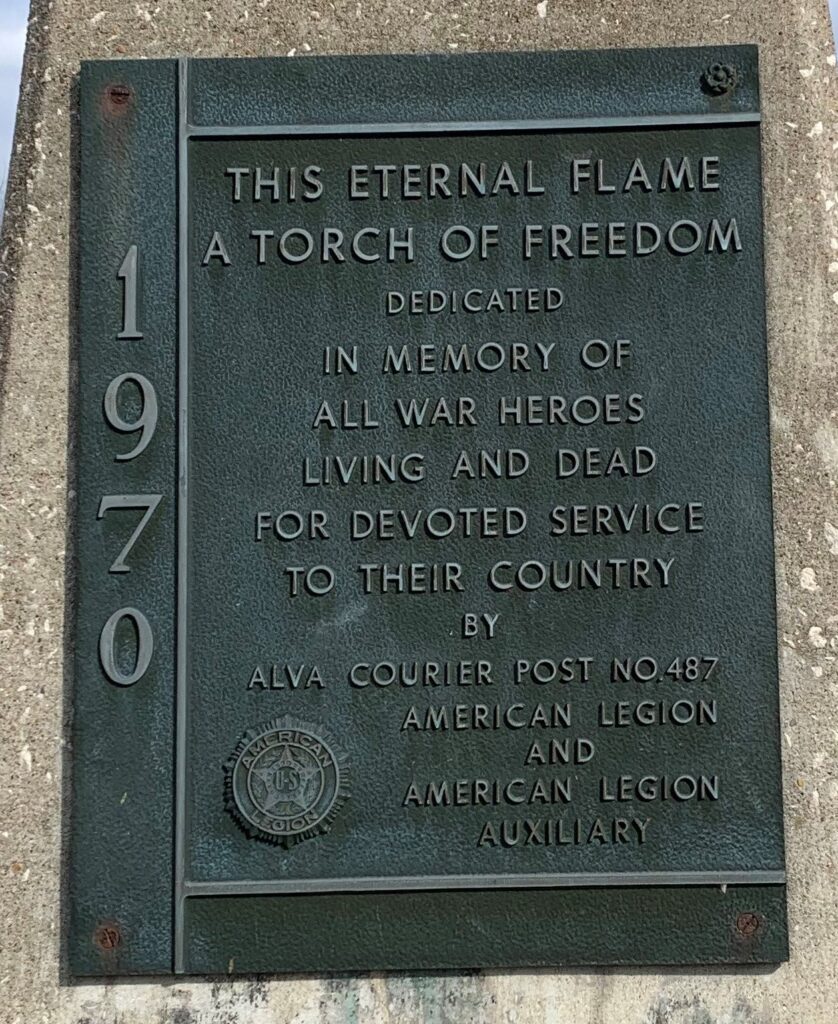 AMERICAN LEGION POST NO 487 ETERNAL FLAME MEMORIAL PLAQUE