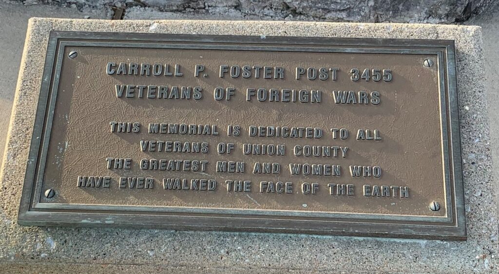 UNION COUNTY VETERANS MEMORIAL PLAQUE A