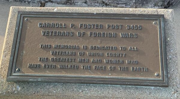 UNION COUNTY VETERANS MEMORIAL PLAQUE A