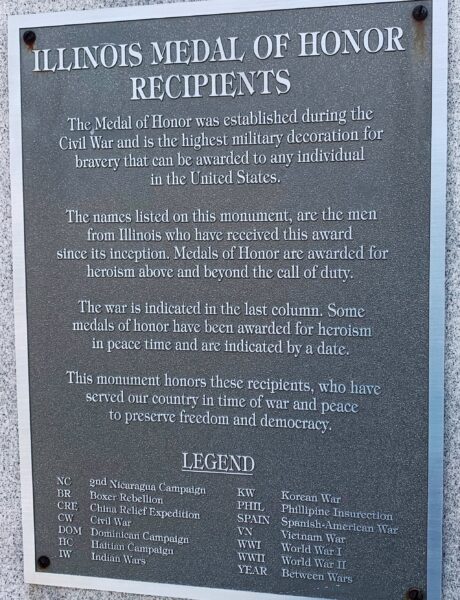 ILLINOIS MEDAL OF HONOR RECIPIENTS WAR MEMORIAL PLAQUE A