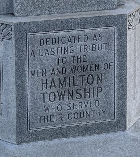 HAMILTON TOWNSHIP WAR MEMORIAL STONE A