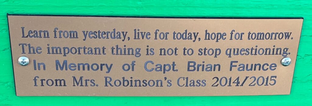 CITIZENS OF LOWER TOWNSHIP WORLD WAR II MEMORIAL BENCH PLAQUE B