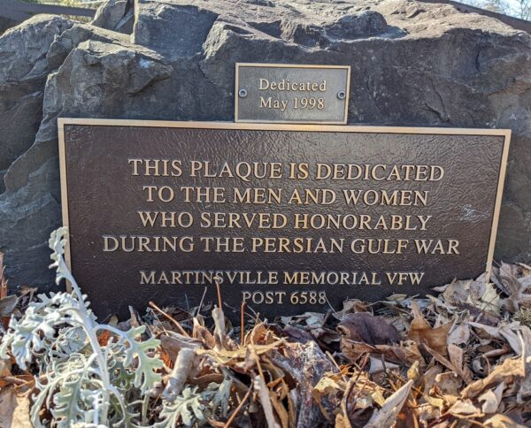 VFW POST 6588 PERSIAN GULF WAR MEMORIAL PLAQUE