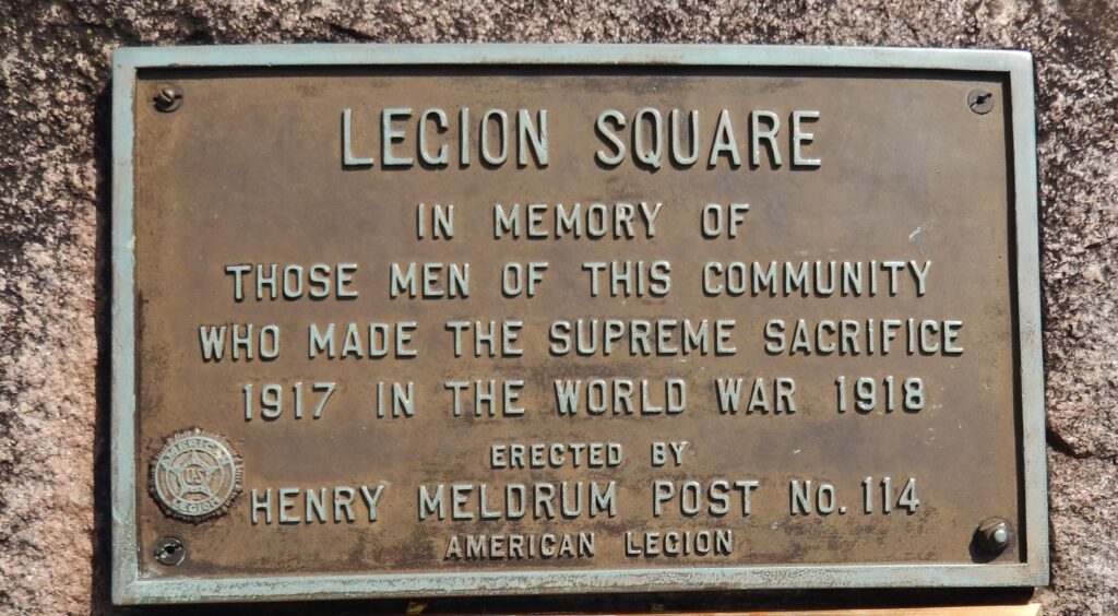 AMERICAN LEGION POST NO. 114 LEGION SQUARE MEMORIAL PLAQUE A