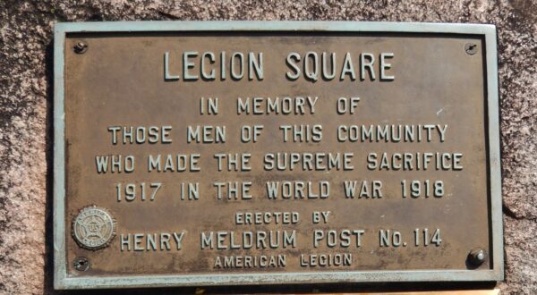 AMERICAN LEGION POST NO. 114 LEGION SQUARE MEMORIAL PLAQUE A