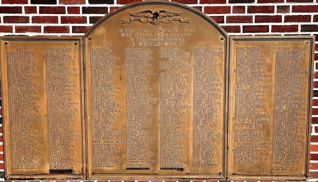 NANTUCKET WORLD WAR II MEMORIAL PLAQUE