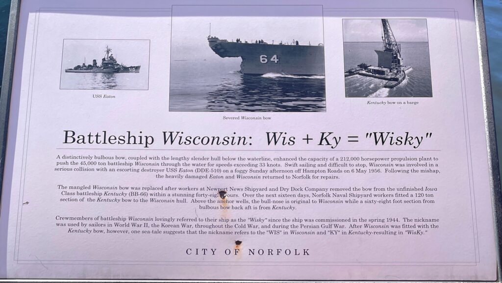 BATTLESHIP WISCONSIN: WIS+KY=”WISKY” MEMORIAL PLAQUE