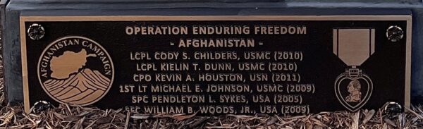 CHESAPEAKE IRAQ AND AFGHANISTAN WAR MEMORIAL BATTLEFIELD CROSS PLAQUE C