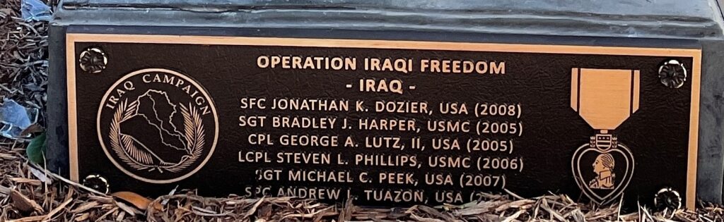 CHESAPEAKE IRAQ AND AFGHANISTAN WAR MEMORIAL BATTLEFIELD CROSS PLAQUE B