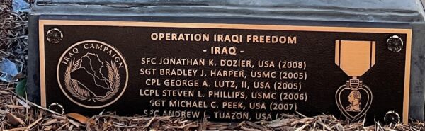 CHESAPEAKE IRAQ AND AFGHANISTAN WAR MEMORIAL BATTLEFIELD CROSS PLAQUE B