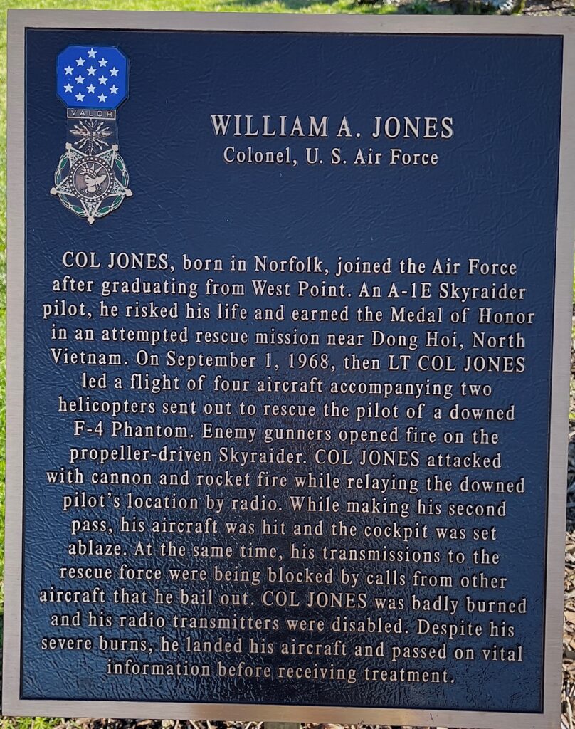 WILLIAM A. JONES MEDAL OF HONOR WAR MEMORIAL PLAQUE