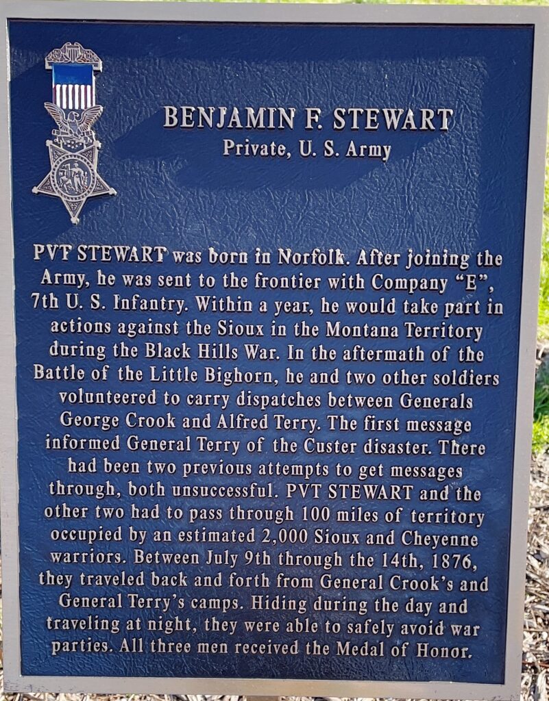BENJAMIN F. STEWART MEDAL OF HONOR WAR MEMORIAL PLAQUE