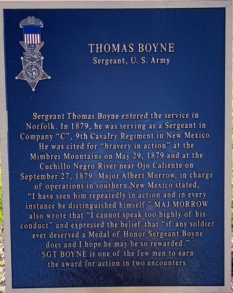 THOMAS BOYNE MEDAL OF HONOR WAR MEMORIAL PLAQUE
