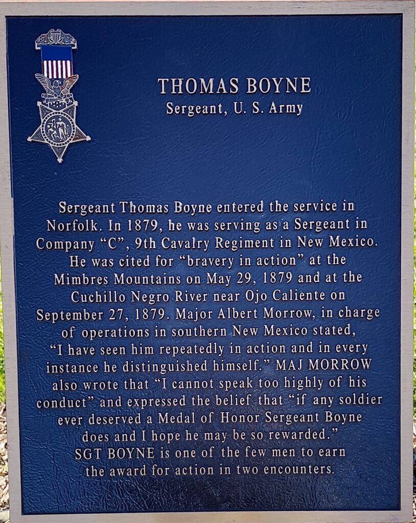 THOMAS BOYNE MEDAL OF HONOR WAR MEMORIAL PLAQUE