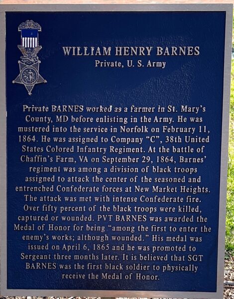 WILLIAM HENRY BARNES MEDAL OF HONOR WAR MEMORIAL PLAQUE