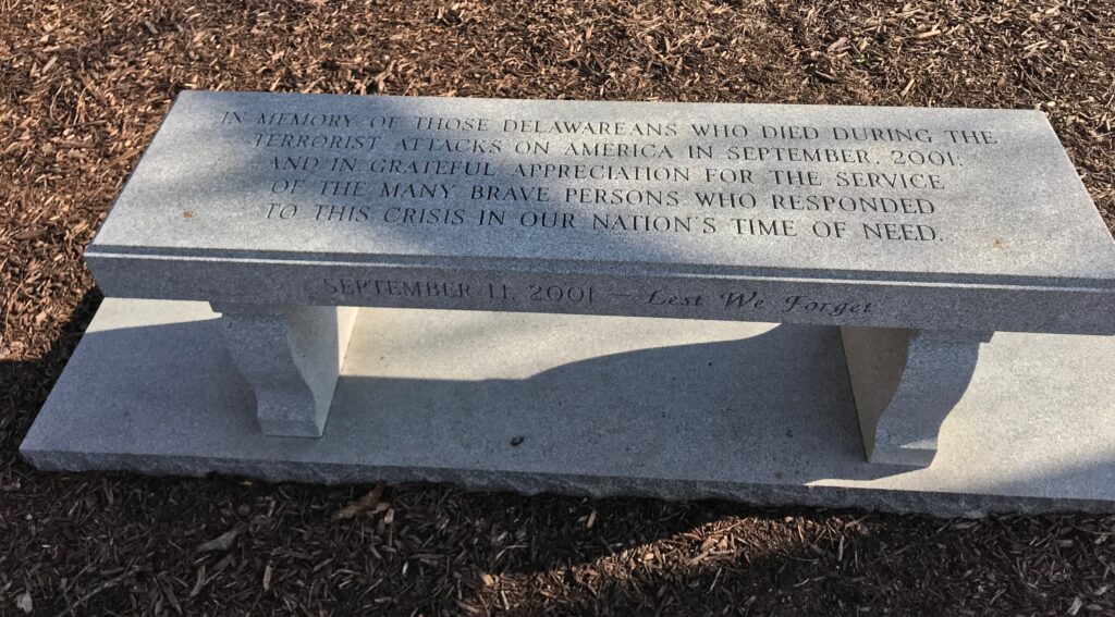 DELAWAREANS SEPTEMBER, 2001 MEMORIAL BENCH