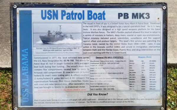 USS ALABAMA USN PATROL BOAT PB MK3 MEMORIAL PLAQUE